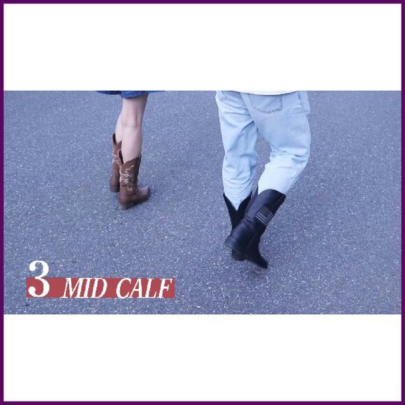 Women's Western Cowgirl Boots Mid Wide Calf Pointed Toe Riding Country - Picture 8 of 8